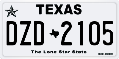 TX license plate DZD2105