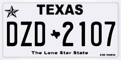 TX license plate DZD2107
