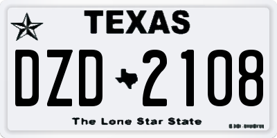 TX license plate DZD2108