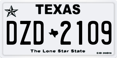TX license plate DZD2109