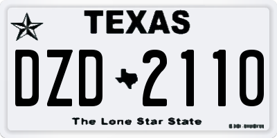 TX license plate DZD2110