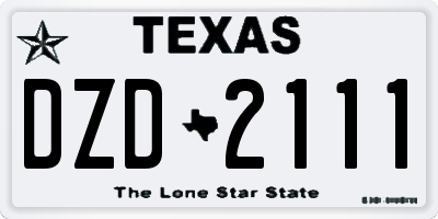 TX license plate DZD2111