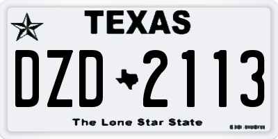 TX license plate DZD2113