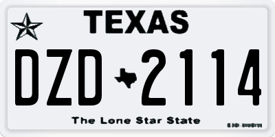 TX license plate DZD2114