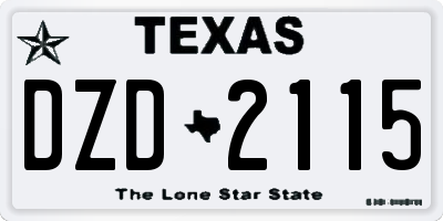 TX license plate DZD2115