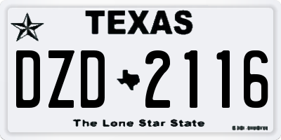 TX license plate DZD2116