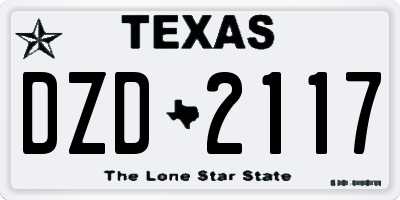 TX license plate DZD2117