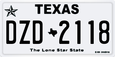TX license plate DZD2118