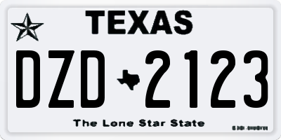 TX license plate DZD2123