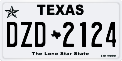 TX license plate DZD2124