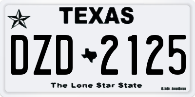 TX license plate DZD2125