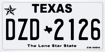 TX license plate DZD2126