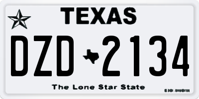TX license plate DZD2134
