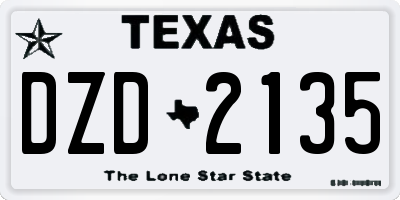 TX license plate DZD2135