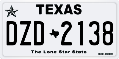 TX license plate DZD2138