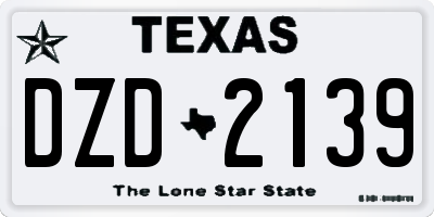 TX license plate DZD2139