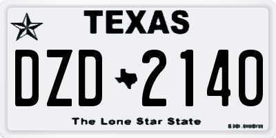TX license plate DZD2140
