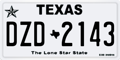 TX license plate DZD2143