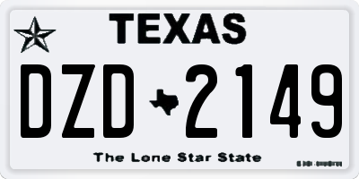 TX license plate DZD2149