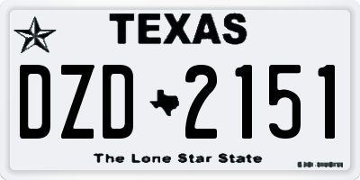 TX license plate DZD2151