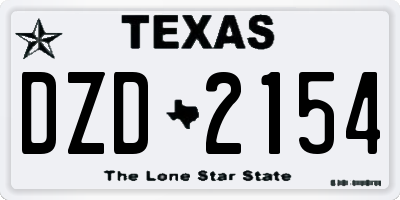 TX license plate DZD2154