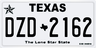 TX license plate DZD2162