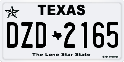 TX license plate DZD2165