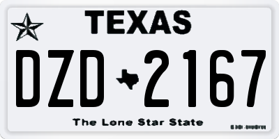 TX license plate DZD2167