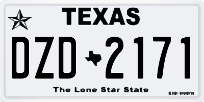 TX license plate DZD2171