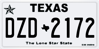 TX license plate DZD2172