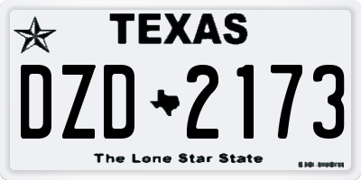 TX license plate DZD2173