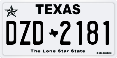 TX license plate DZD2181