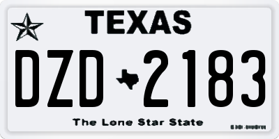 TX license plate DZD2183