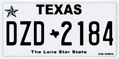 TX license plate DZD2184