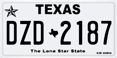 TX license plate DZD2187
