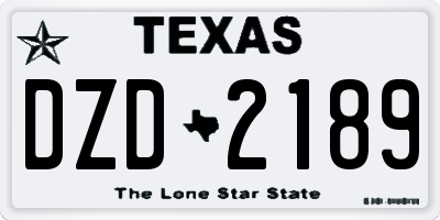 TX license plate DZD2189