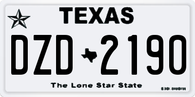 TX license plate DZD2190