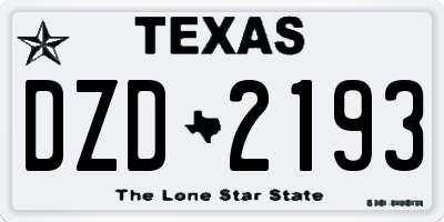 TX license plate DZD2193