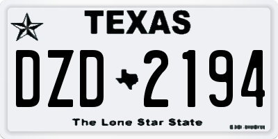 TX license plate DZD2194