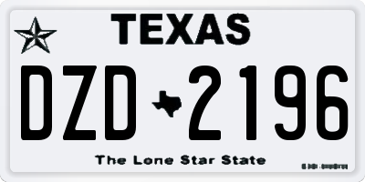 TX license plate DZD2196