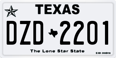 TX license plate DZD2201