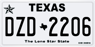 TX license plate DZD2206
