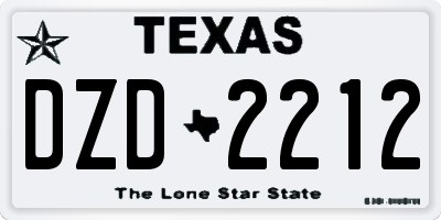 TX license plate DZD2212