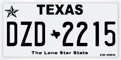 TX license plate DZD2215