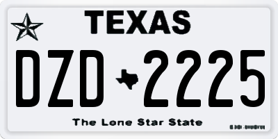 TX license plate DZD2225