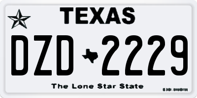 TX license plate DZD2229