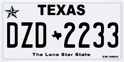 TX license plate DZD2233