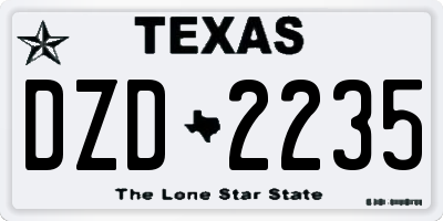 TX license plate DZD2235