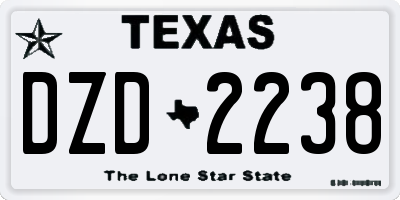 TX license plate DZD2238