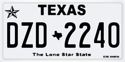 TX license plate DZD2240